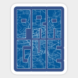 Prague, Czech Republic Map Typography - Blueprint Sticker